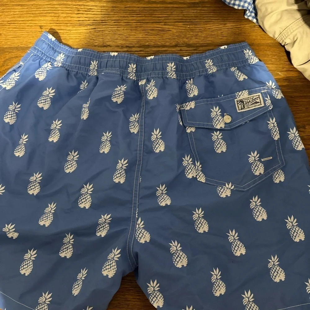 Blue Pineapple Print Swim Shorts
